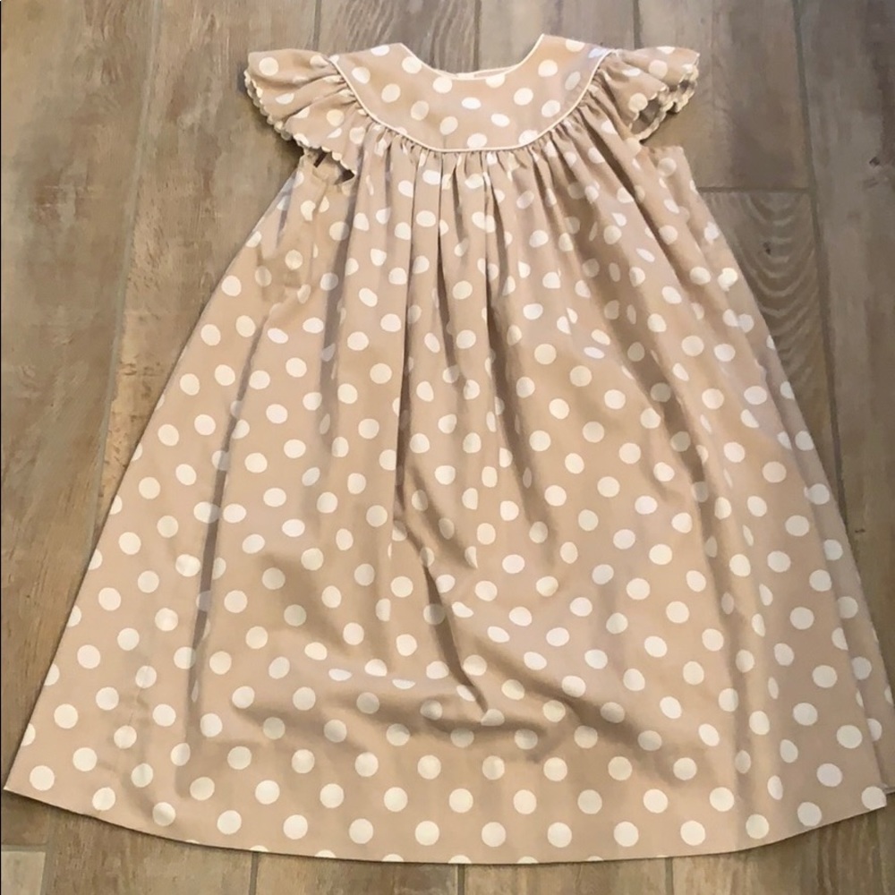 Perfect cond!! Kelly’s kids amber khaki polka dot dress Girls size 7/8
